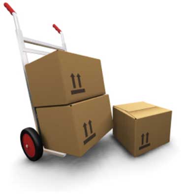 Boxes on a dolly